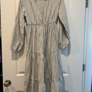 Elegant Striped Long Sleeve Dress